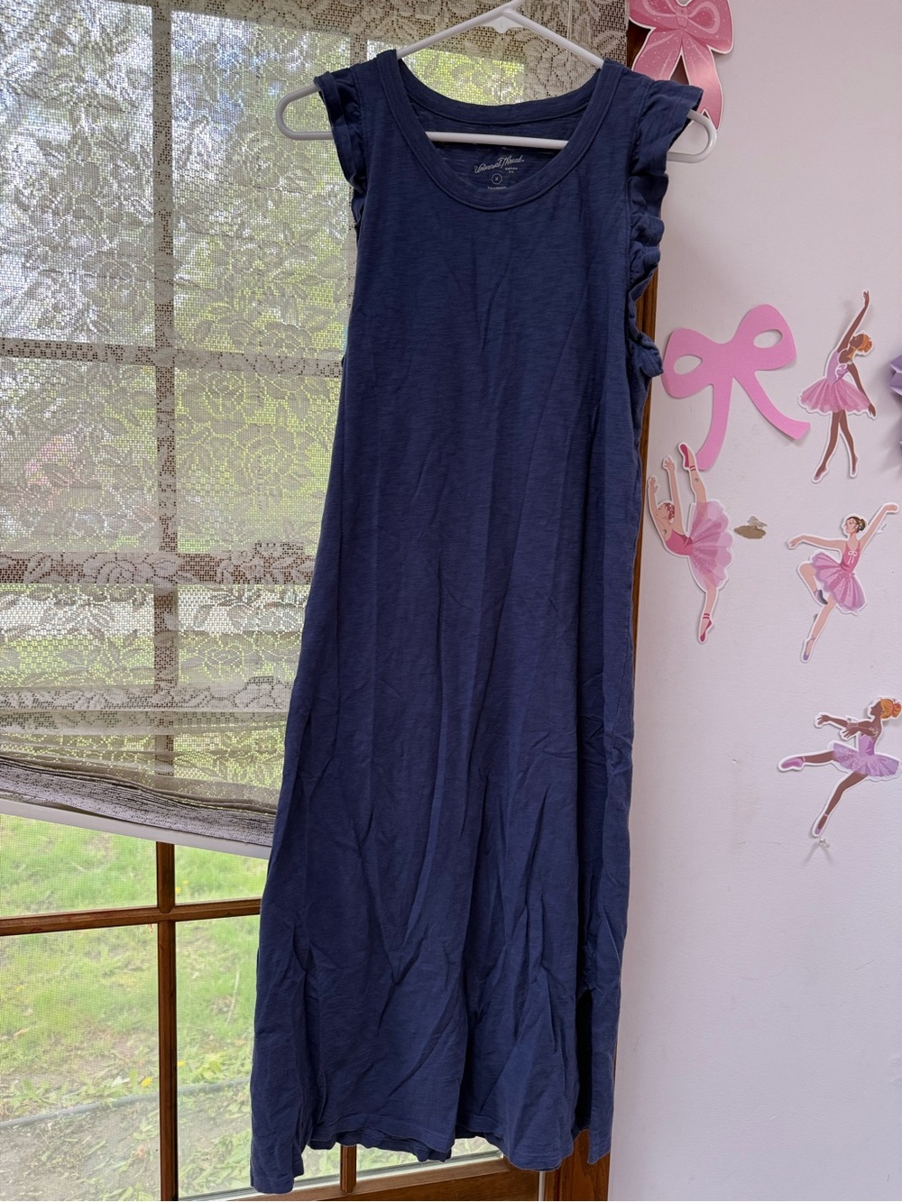 Universal Thread Navy Blue Ruffle-Sleeve Maxi Dress